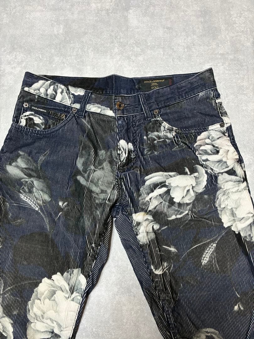 DOLCE&GABBANA DENIME GOLD 花柄 コーデュロイパンツ