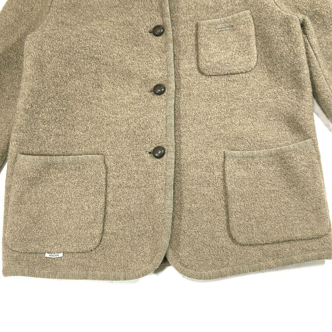 マドモアゼルノンノン ウールジャケット ノーカラー 日本製 ベージュ