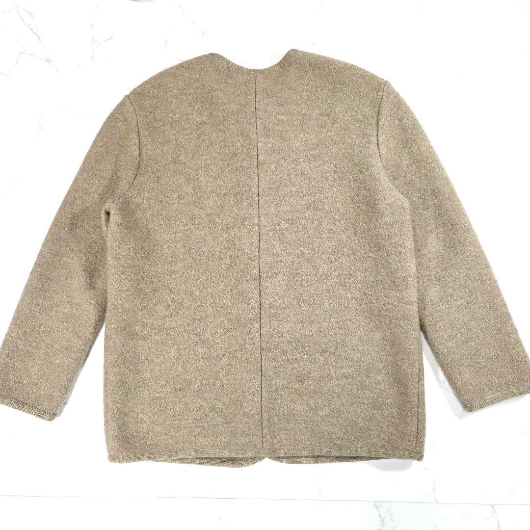マドモアゼルノンノン ウールジャケット ノーカラー 日本製 ベージュ