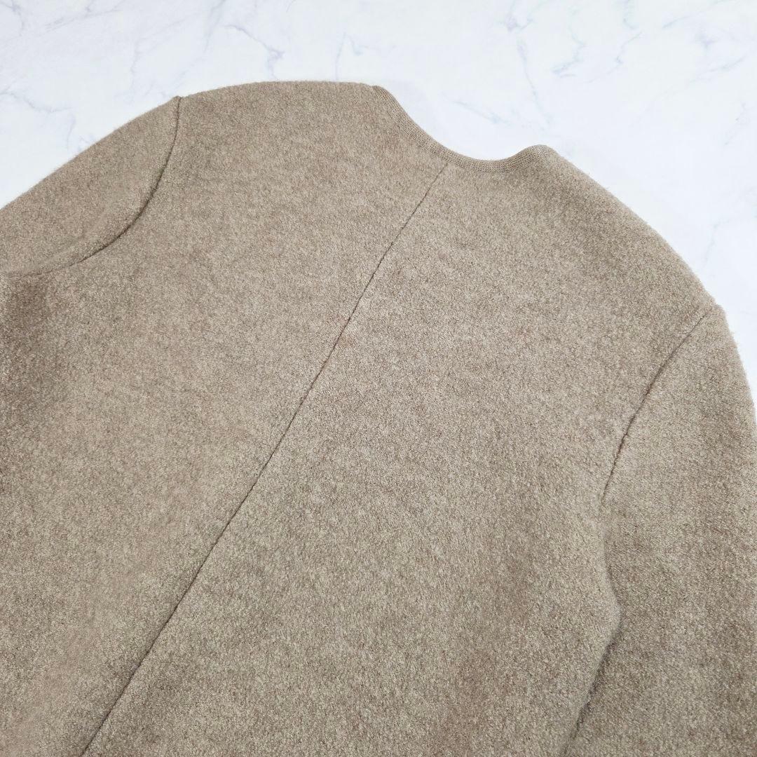 マドモアゼルノンノン ウールジャケット ノーカラー 日本製 ベージュ