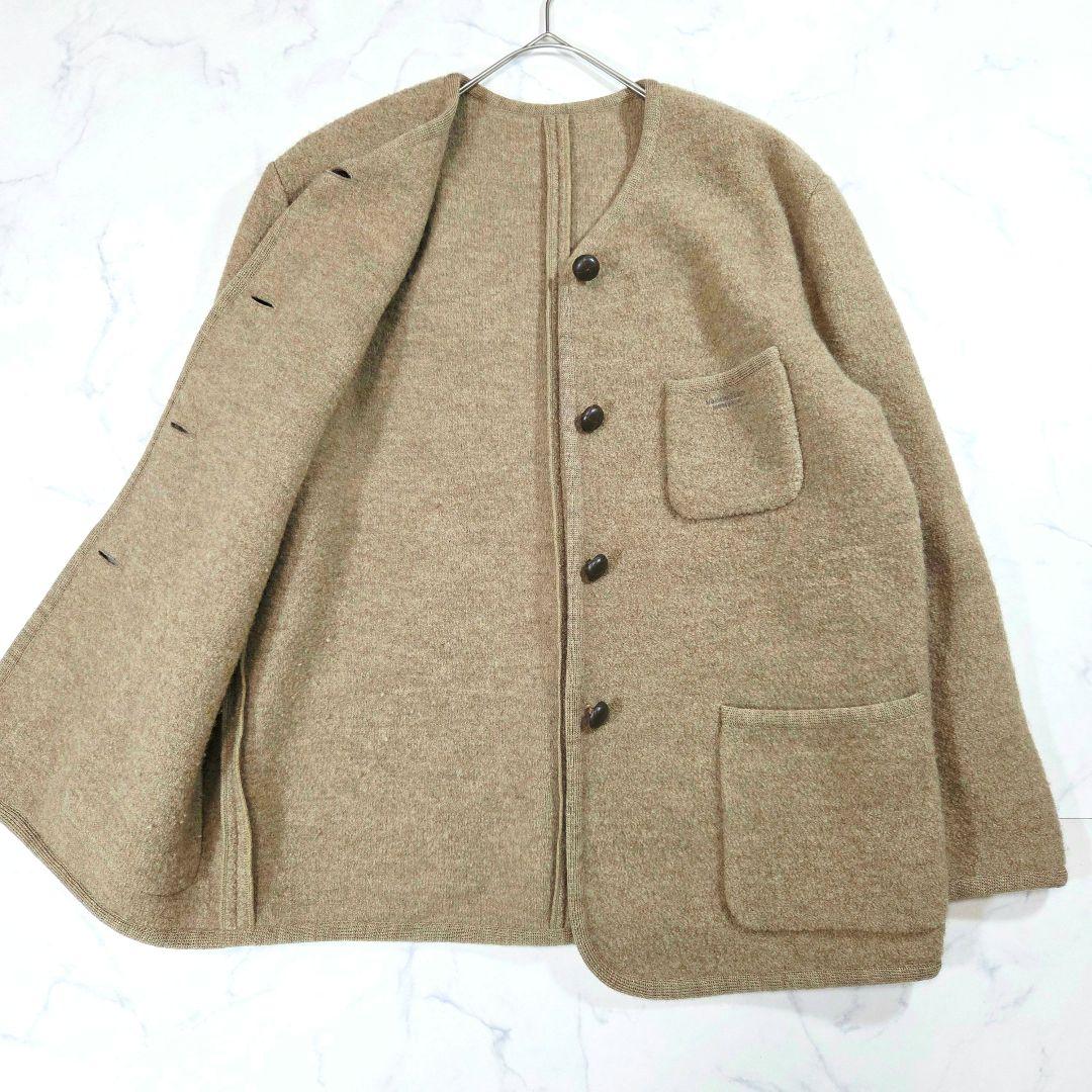 マドモアゼルノンノン ウールジャケット ノーカラー 日本製 ベージュ