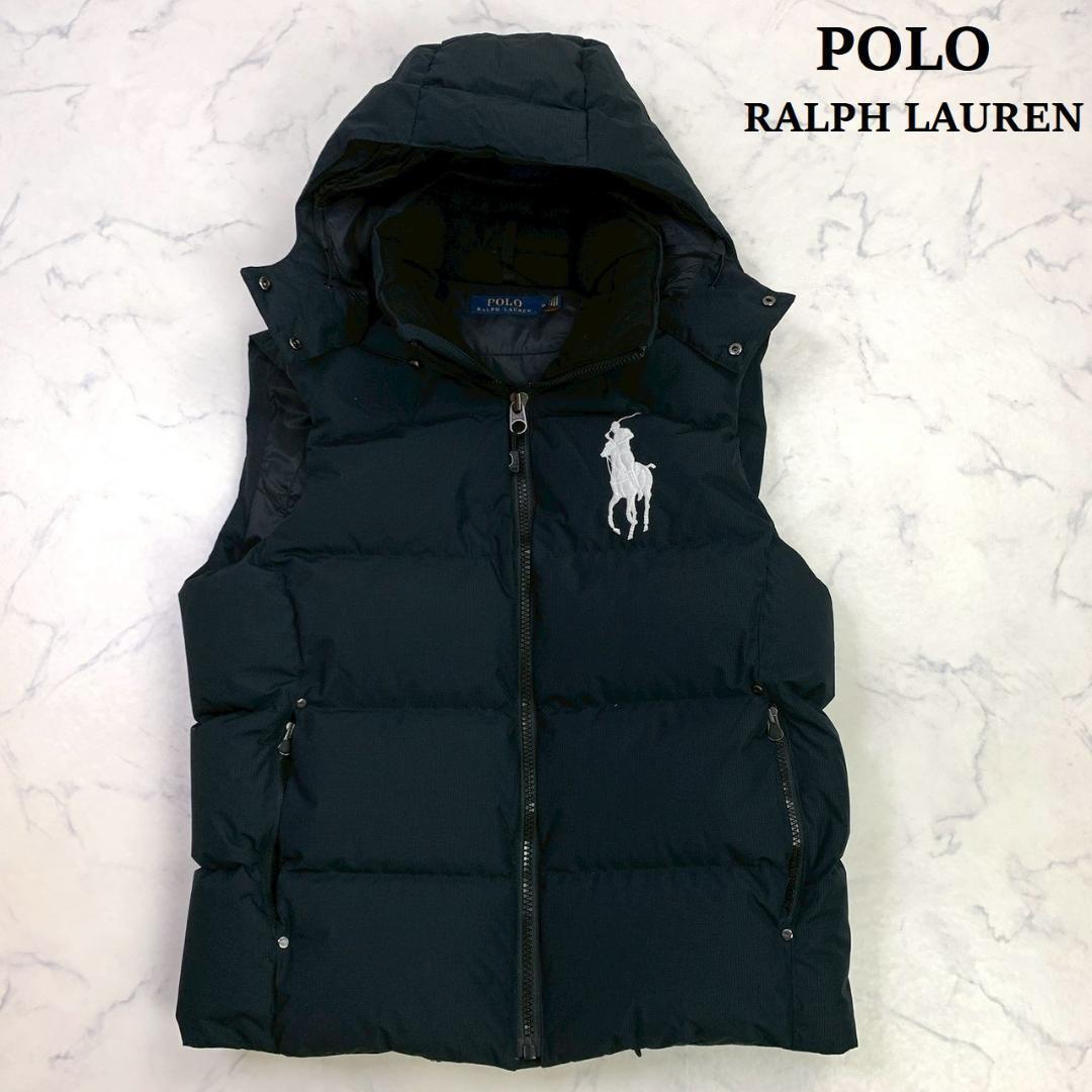 美品★ポロラルフローレン ダウンベスト ビッグポニー刺繍 ブラック M　D972