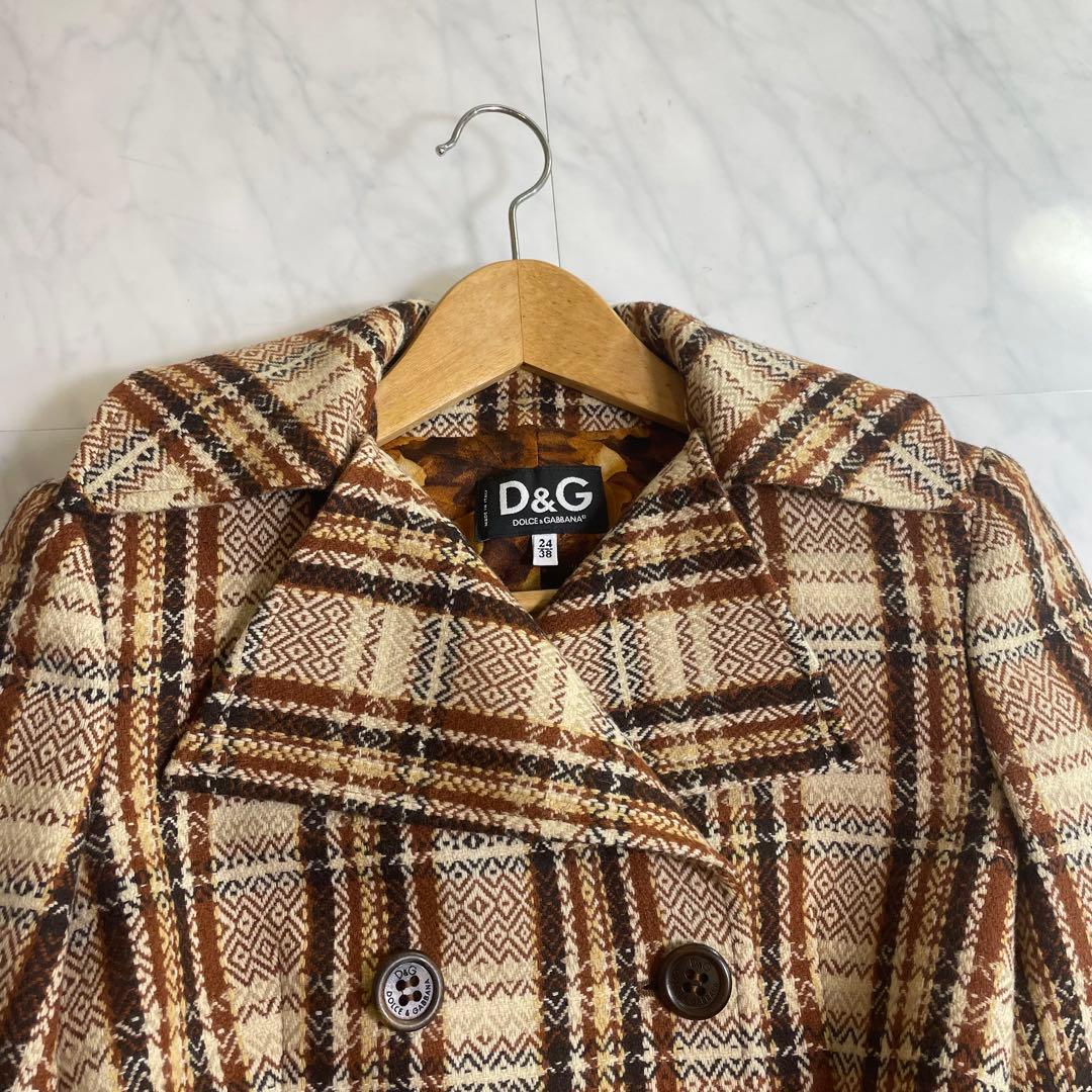 ✨未使用に近い✨ドルチェ&ガッバーナ 総柄 チェスターコート チェック ベージュ