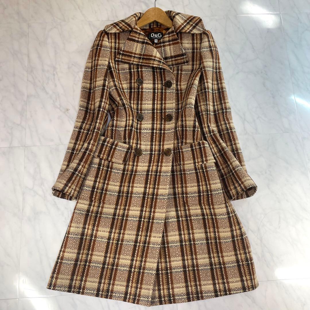✨未使用に近い✨ドルチェ&ガッバーナ 総柄 チェスターコート チェック ベージュ