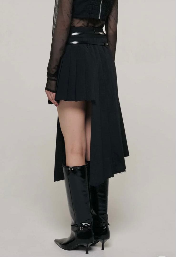 josemoon SCREW PLEATS SKIRT ブラック