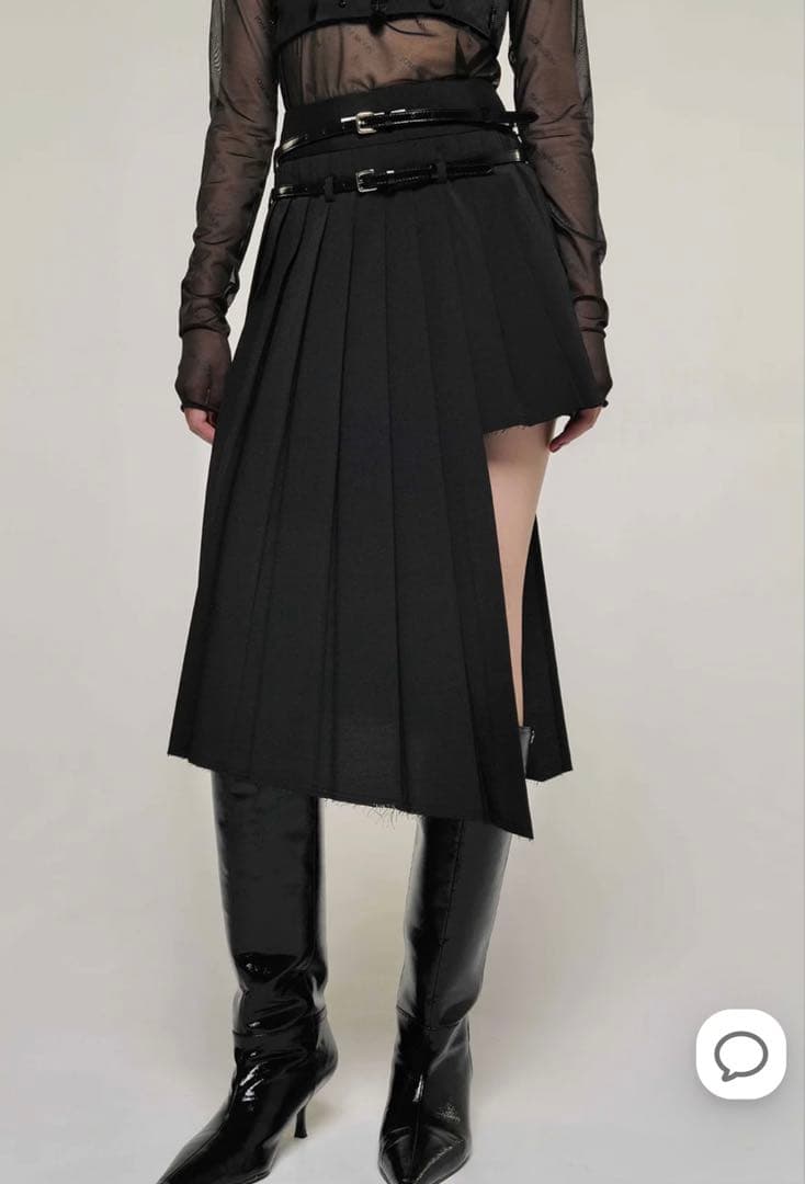 josemoon SCREW PLEATS SKIRT ブラック