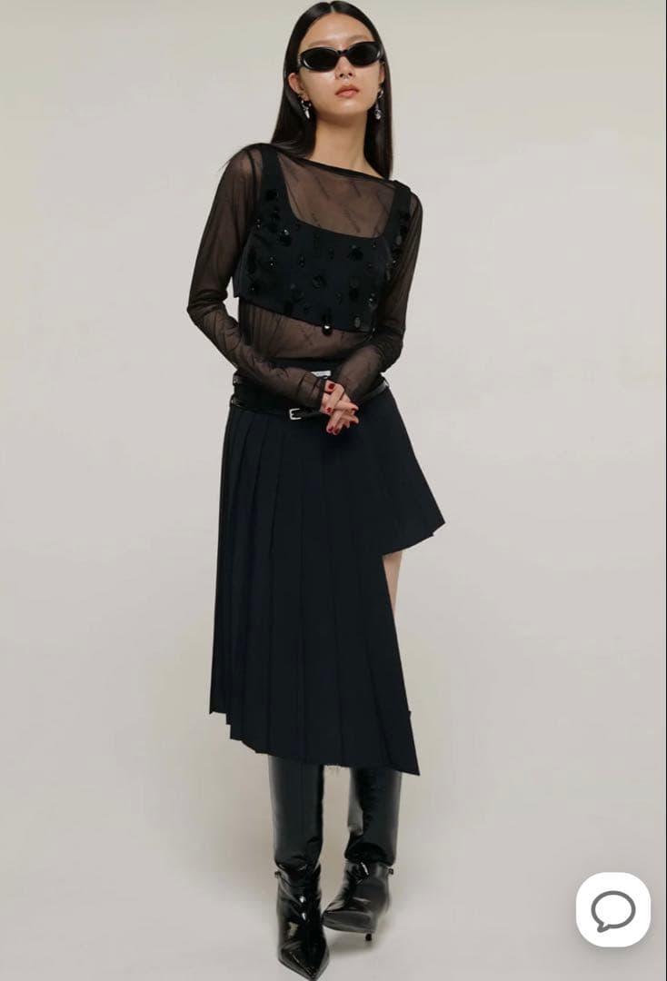 josemoon SCREW PLEATS SKIRT ブラック