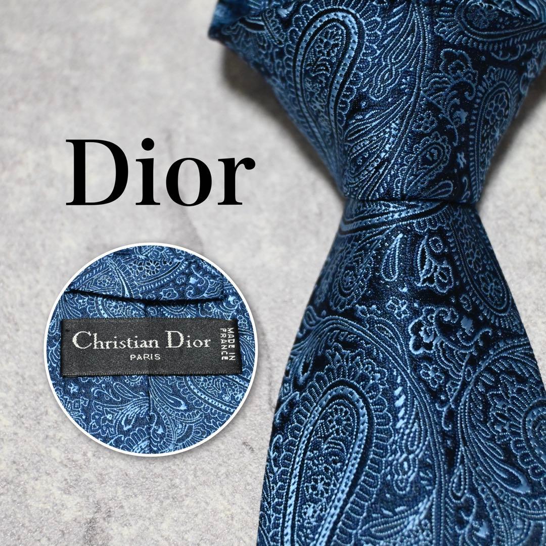 【未使用級】Dior ネイビー ペイズリー ネクタイ