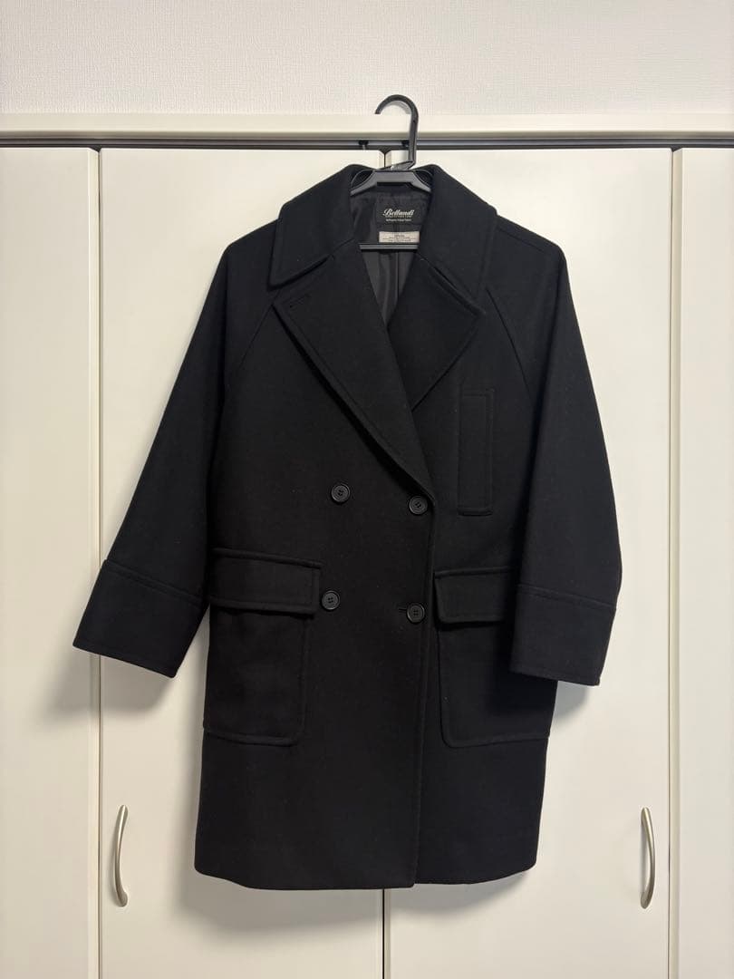 美品　Bellandi ミドルPコート　ブラック