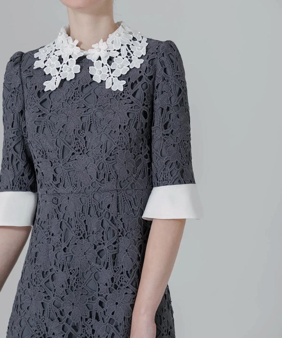 【新品未使用タグ付き】LEJU 花柄レースAラインドレス