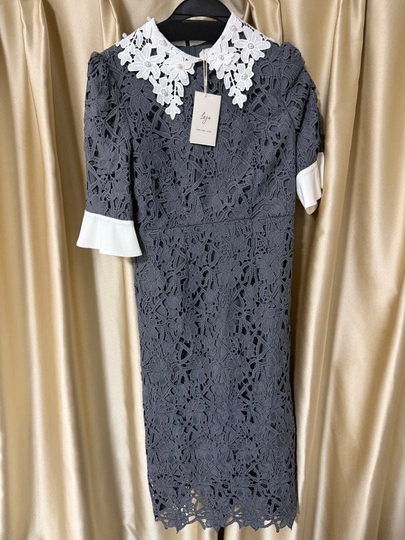 【新品未使用タグ付き】LEJU 花柄レースAラインドレス