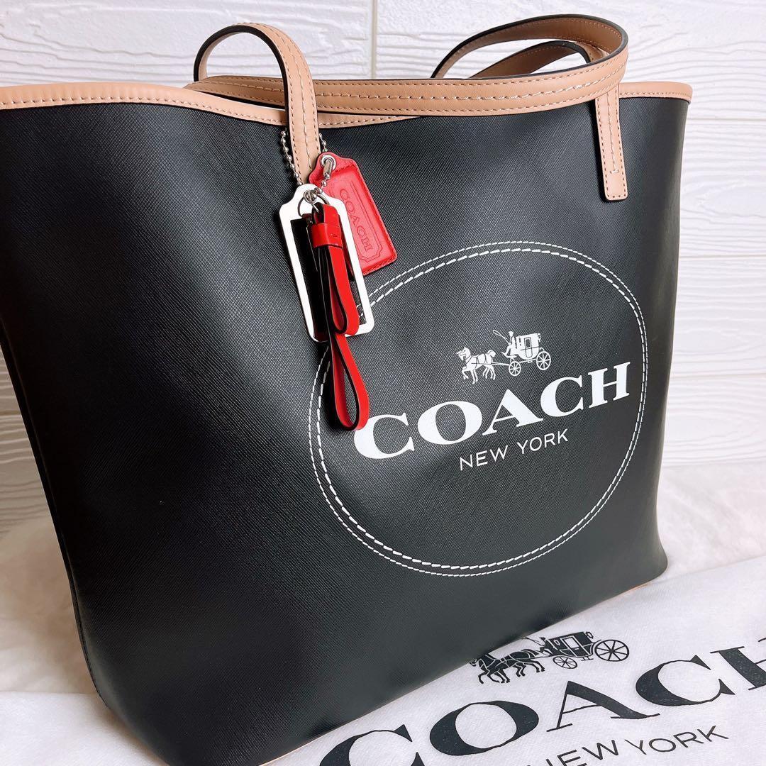 未使用タグ付き☆COACHコーチ トートバッグ レザー ブラック A4収納