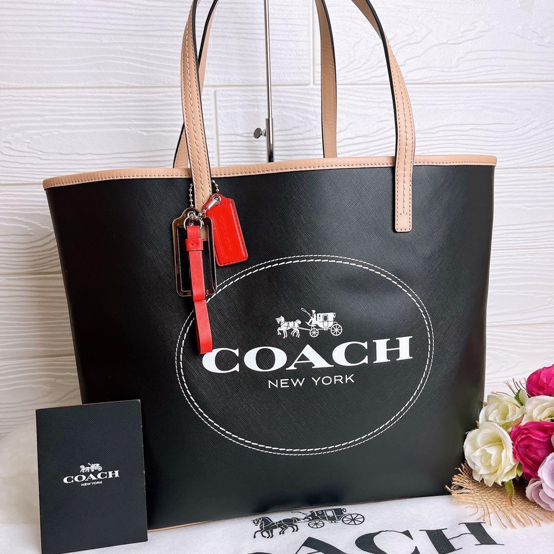 未使用タグ付き☆COACHコーチ トートバッグ レザー ブラック A4収納