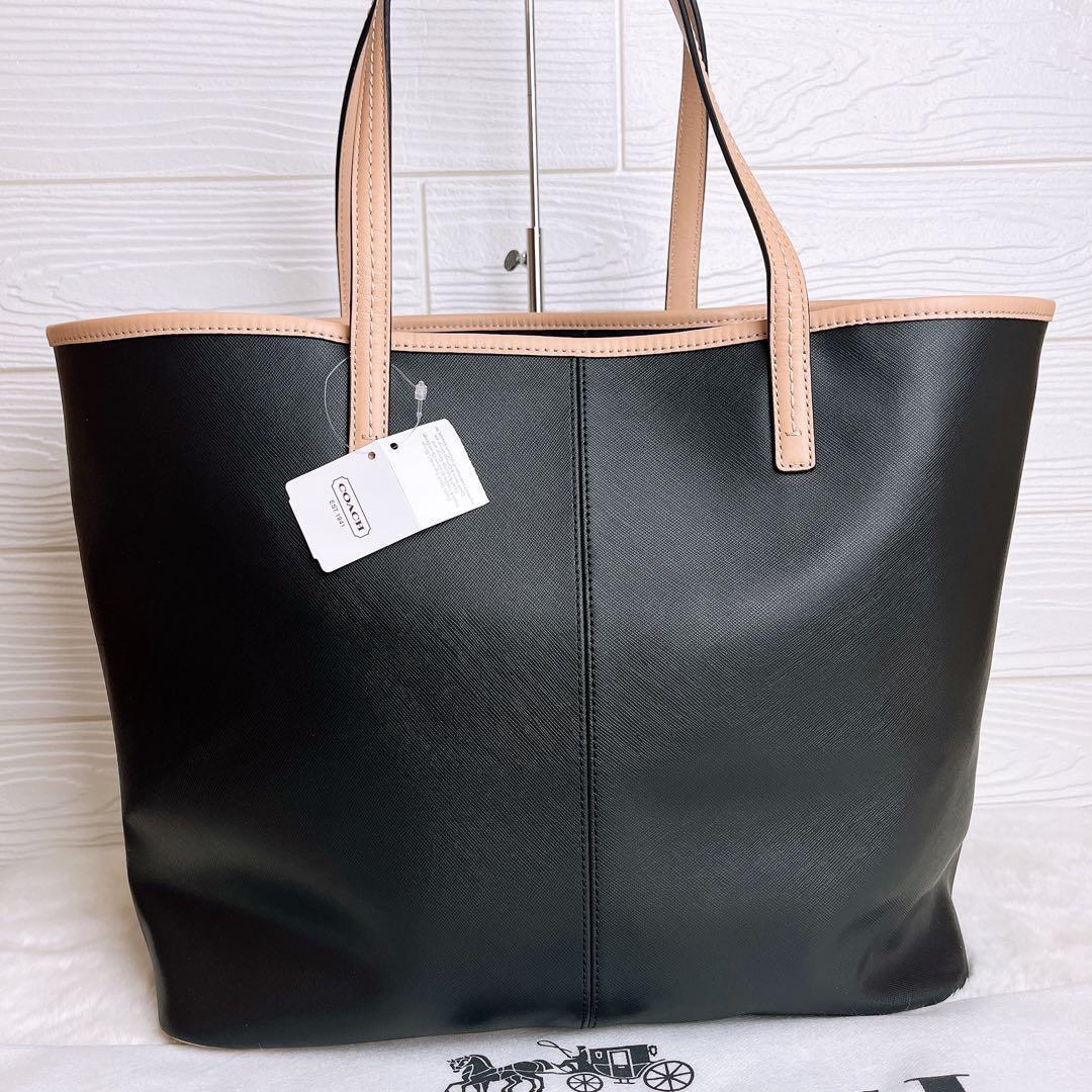 未使用タグ付き☆COACHコーチ トートバッグ レザー ブラック A4収納