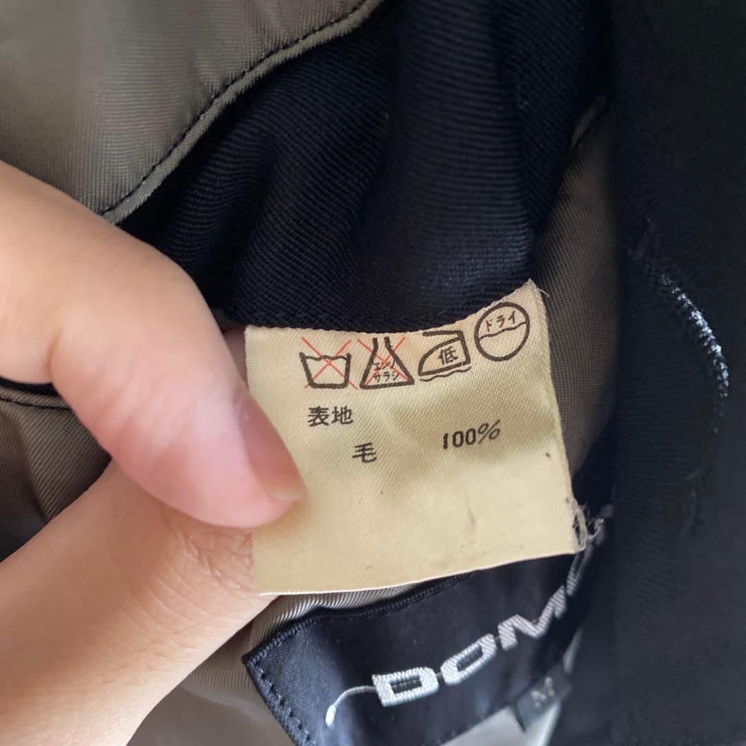 80s90s 日本製 DOMON ウールギャバジン ロングトレンチコート 黒 M