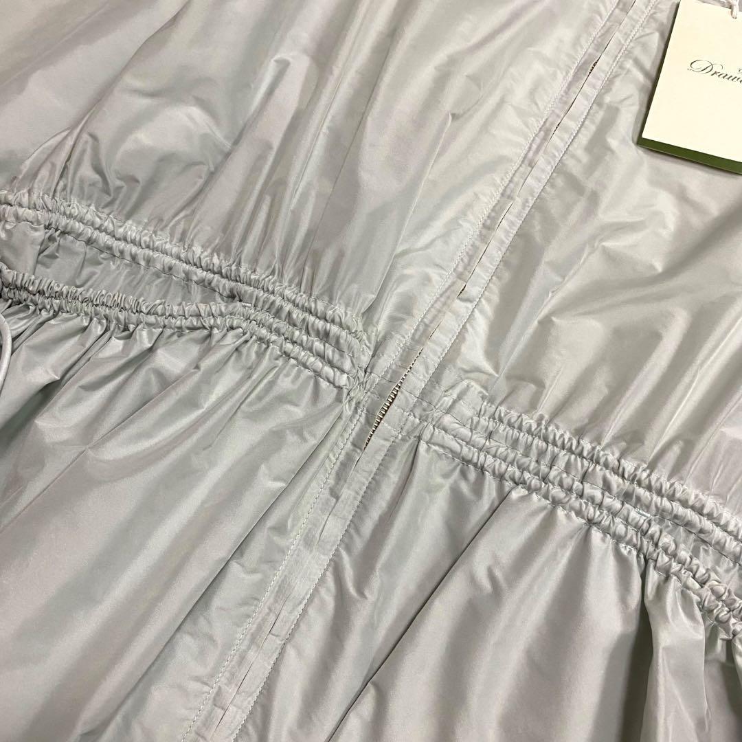 タグ付き　Drawer ドゥロワー ノーカラー ロングコート　撥水　ロゴ刺繍　S