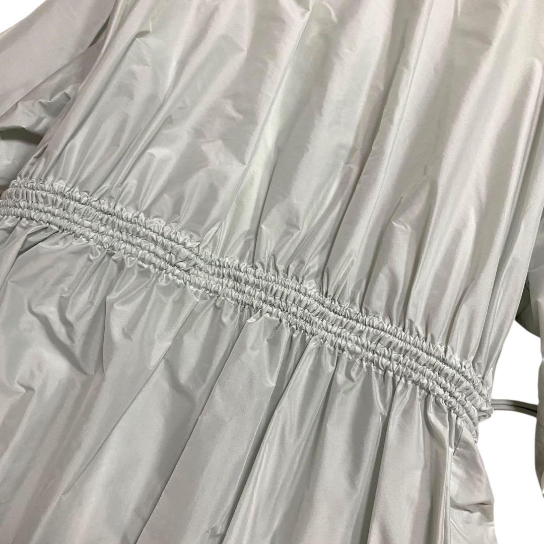 タグ付き　Drawer ドゥロワー ノーカラー ロングコート　撥水　ロゴ刺繍　S