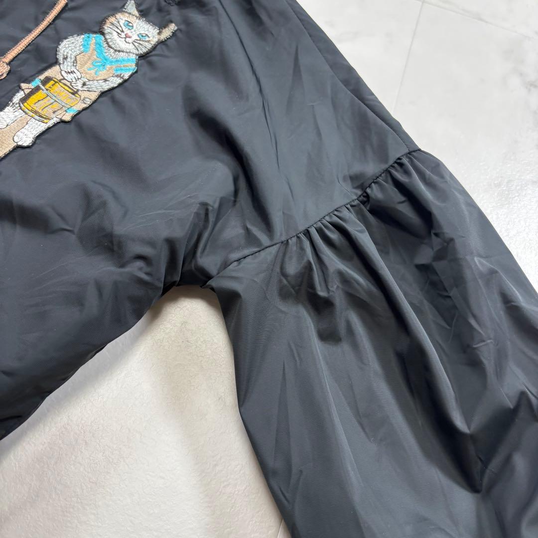 タマオワールド 刺繍ジャケット 猫柄 動物柄 MA-1 黒 ブラック