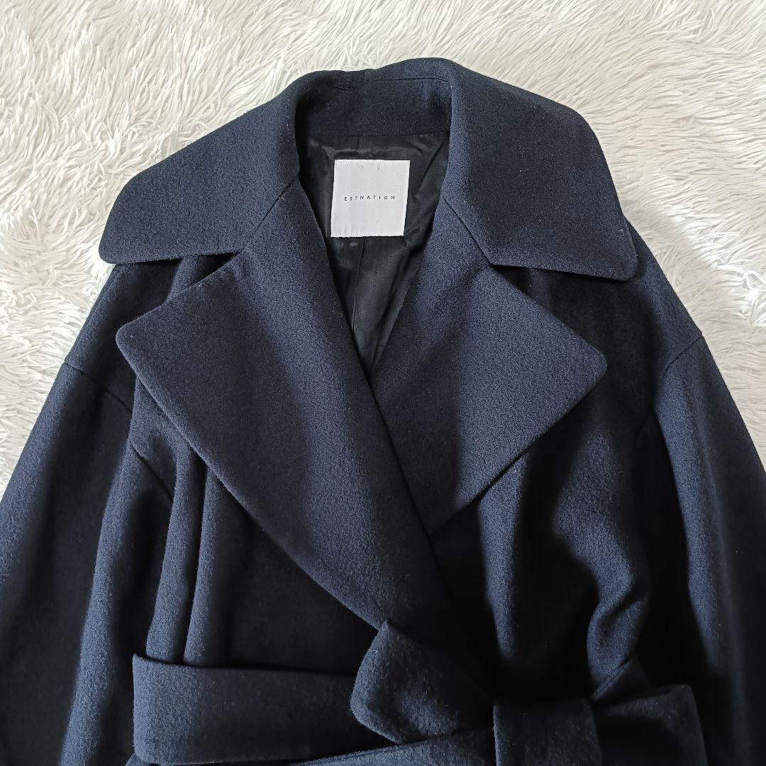 極美品♪︎エストネーション メルトンビーバーベルテッドコート Sサイズ ネイビー