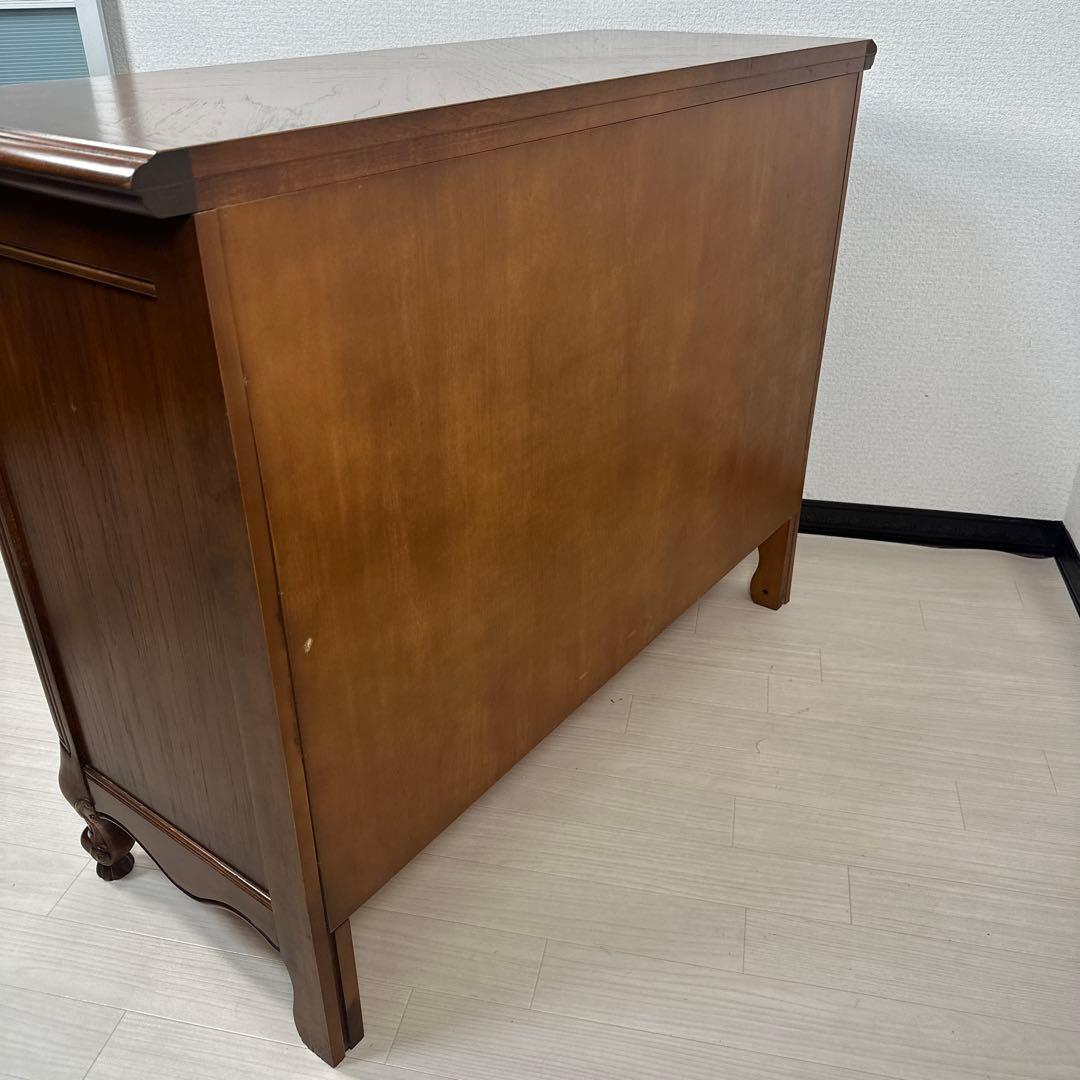 【展示品】英国 アンティーク調 チェスト 3段6杯 レリーフ 彫刻 ※i4※