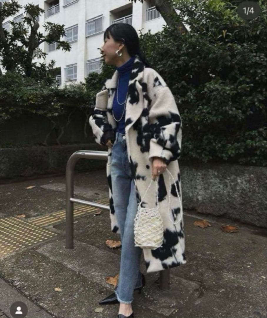 ジャケット・アウター AMERI UND SHADOW FLOWER WOOL COAT S