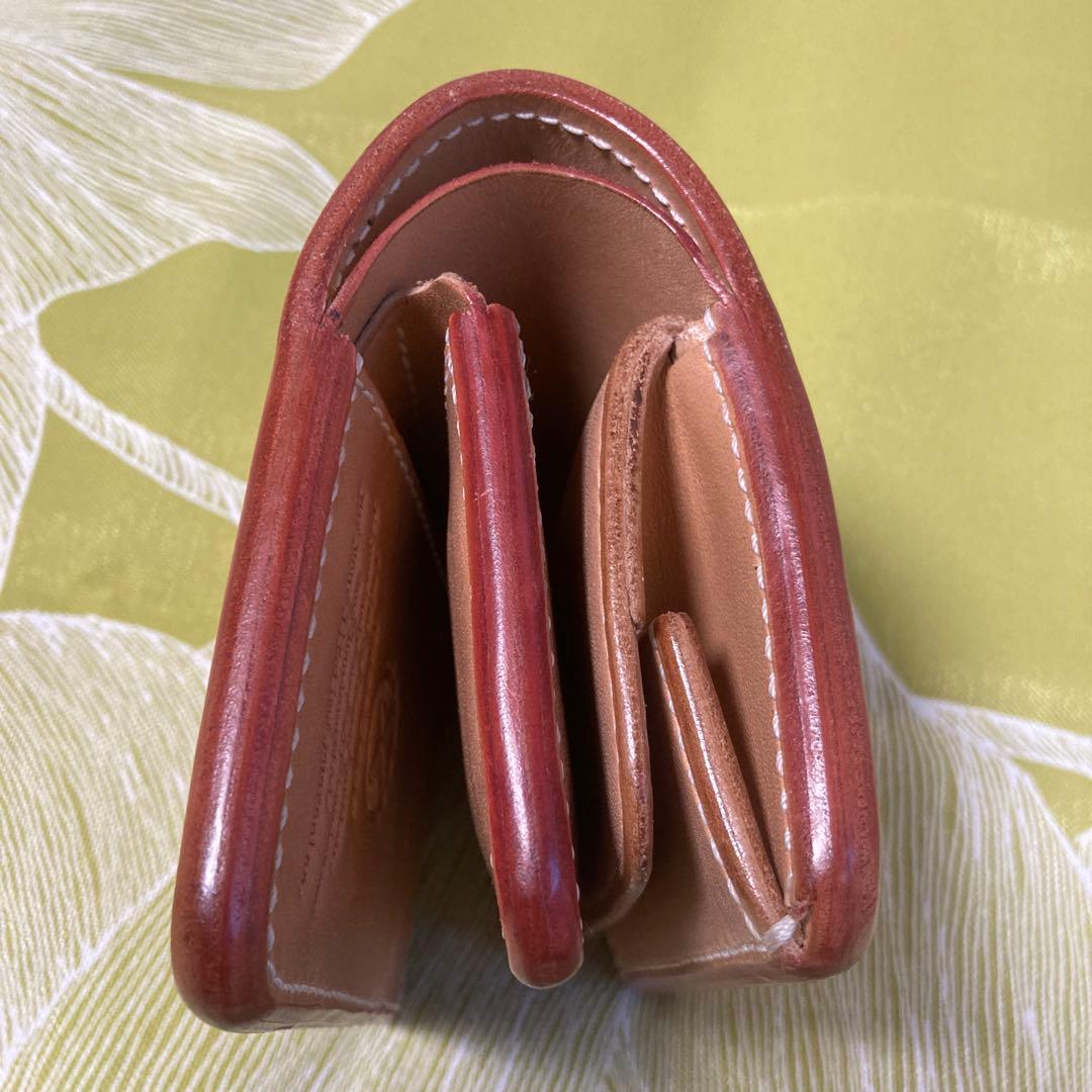 ヌメ革財布メンズ二つ折り手縫いミドルウォレット栃木レザーボックス小銭入れタイプ