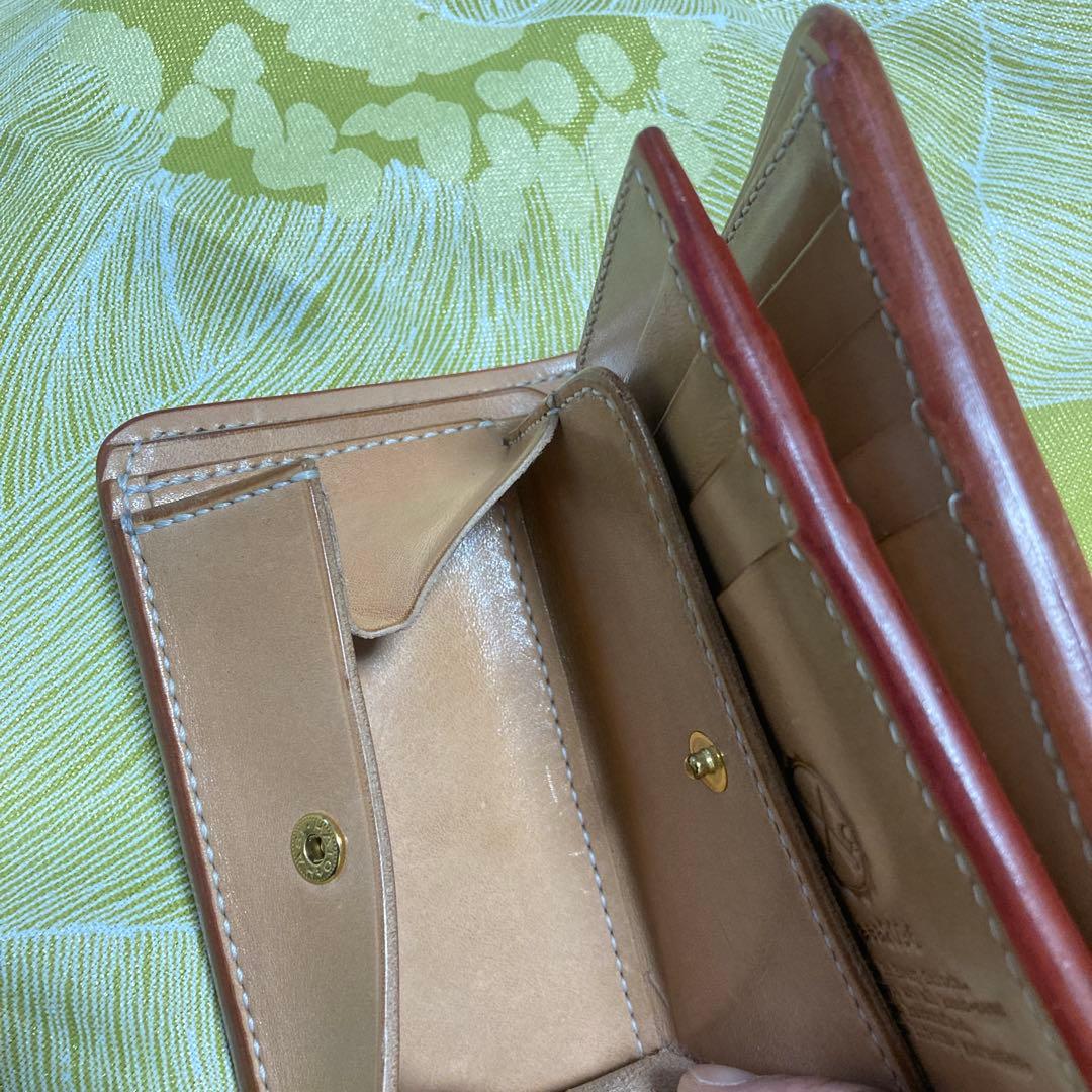 ヌメ革財布メンズ二つ折り手縫いミドルウォレット栃木レザーボックス小銭入れタイプ