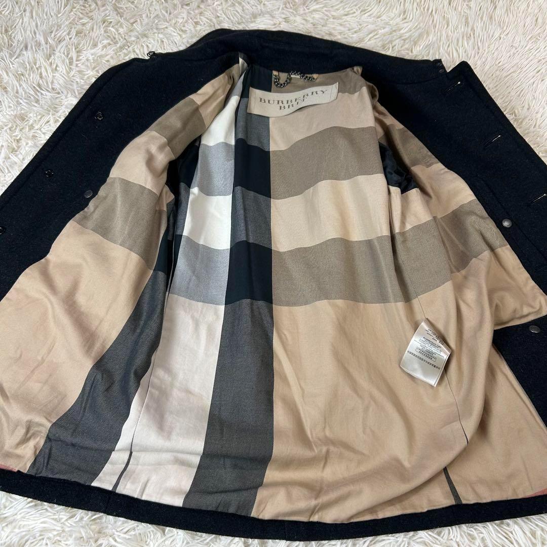 バーバリーブリット ウールコート メガチェック ステンカラー ブラック