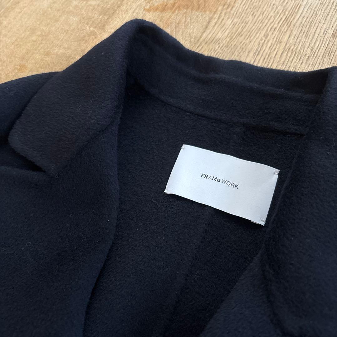 FRAMeWORK SUPER160sダブルブレストコート　ネイビー　36