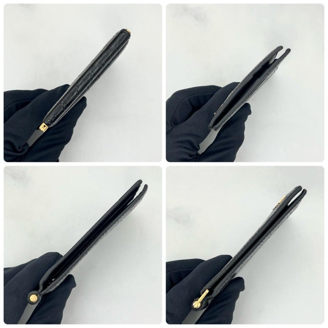 イヴサンローラン マネークリップ YSL クロコ押し ブラック ビジネス メンズ