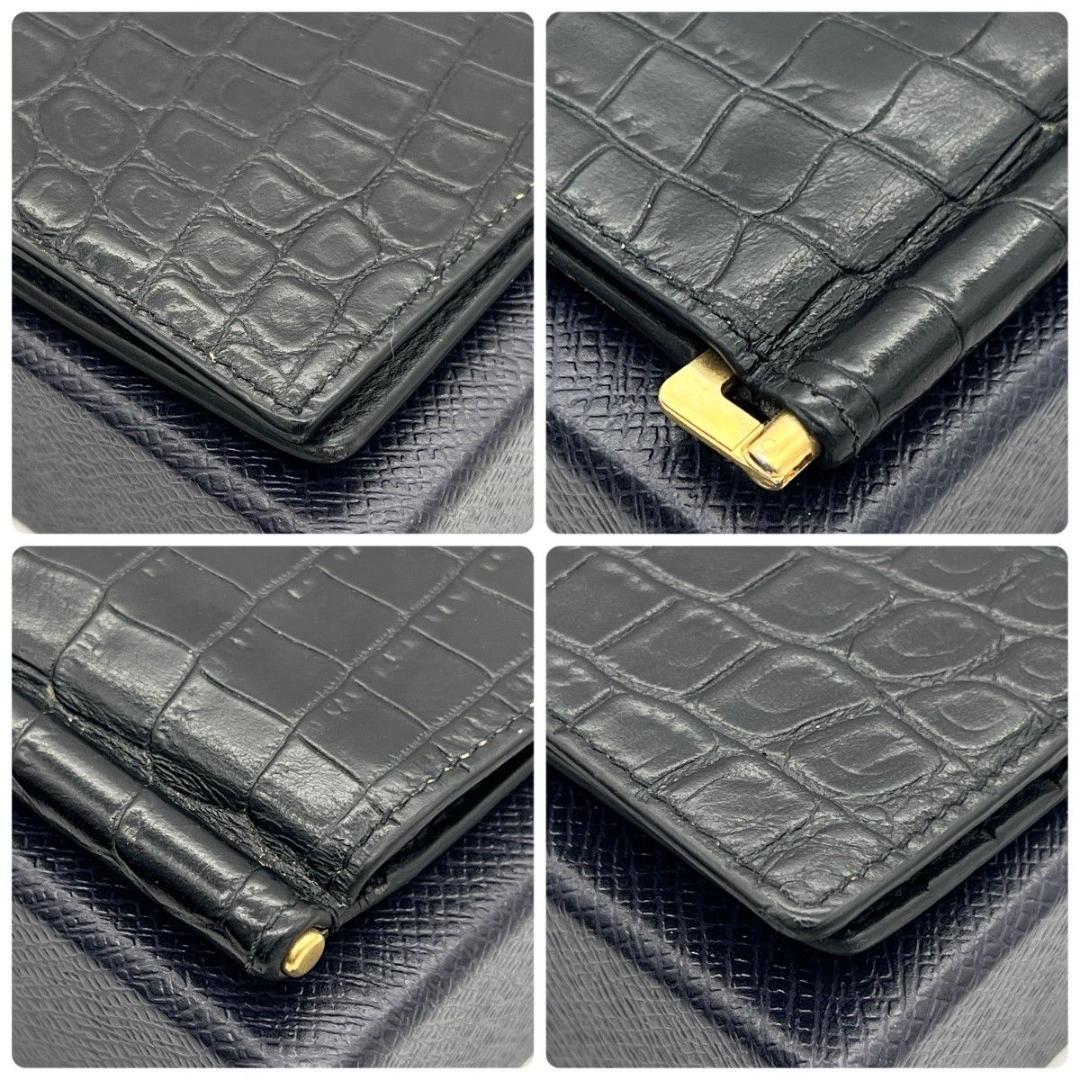イヴサンローラン マネークリップ YSL クロコ押し ブラック ビジネス メンズ