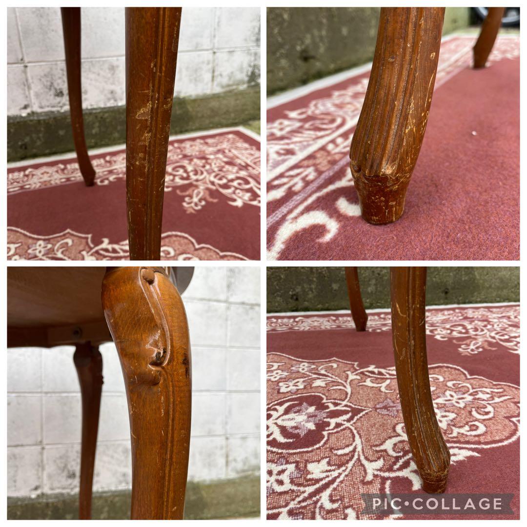 ビンテージ古家具◾️象嵌デザイン×猫脚 ラウンドテーブル 丸テーブル アンティーク