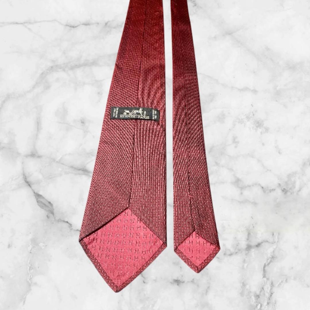 HERMES/エルメス ネクタイ ボルドー ソリッド H柄
