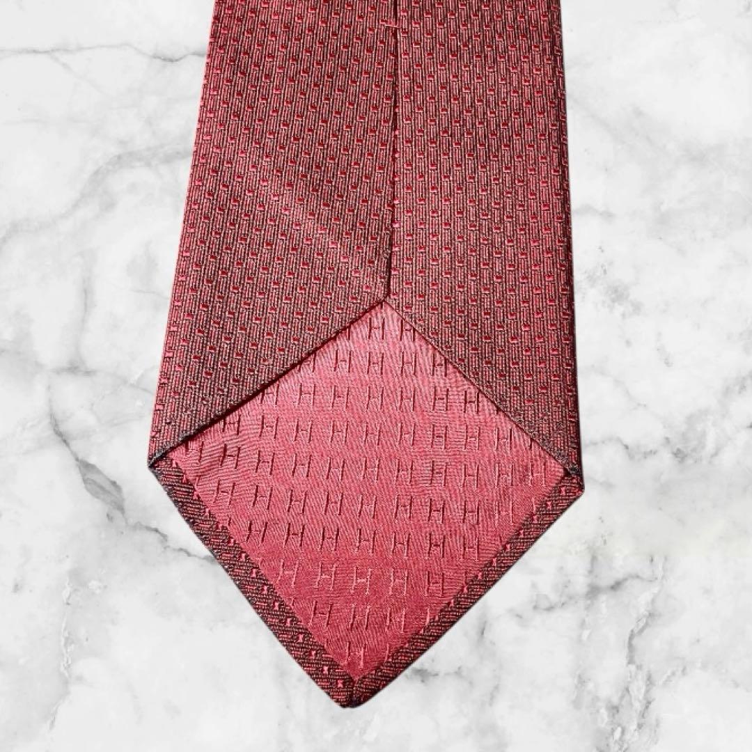 HERMES/エルメス ネクタイ ボルドー ソリッド H柄