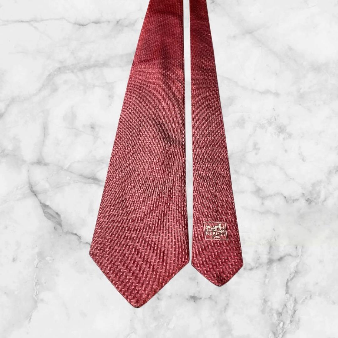 HERMES/エルメス ネクタイ ボルドー ソリッド H柄