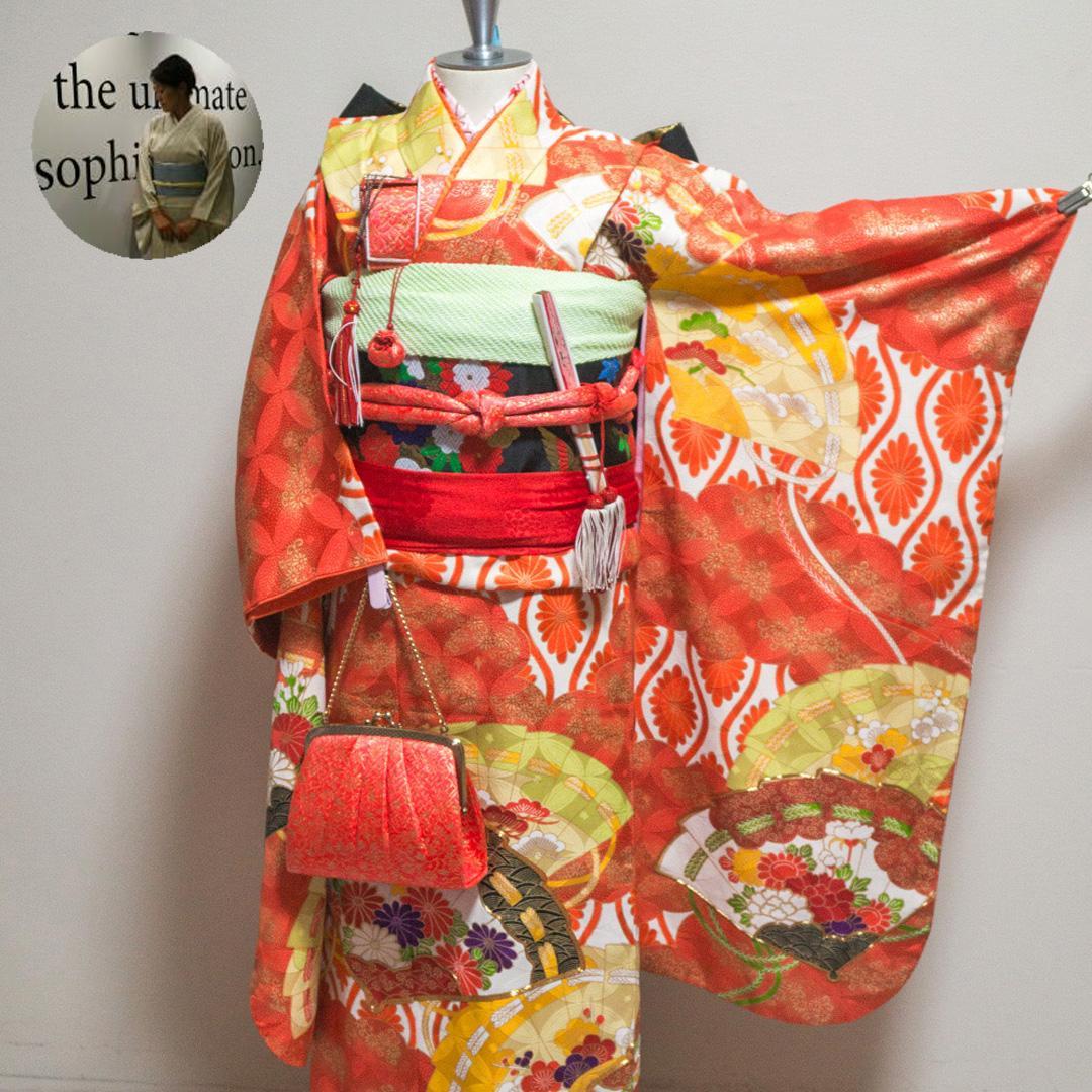 S*y様 【七五三 7歳】豪華晴れ着セット・正絹・扇面柄・作り帯・草履バッグ筥迫