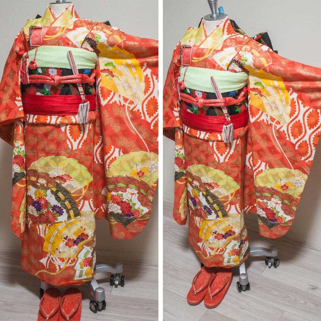 S*y様 【七五三 7歳】豪華晴れ着セット・正絹・扇面柄・作り帯・草履バッグ筥迫