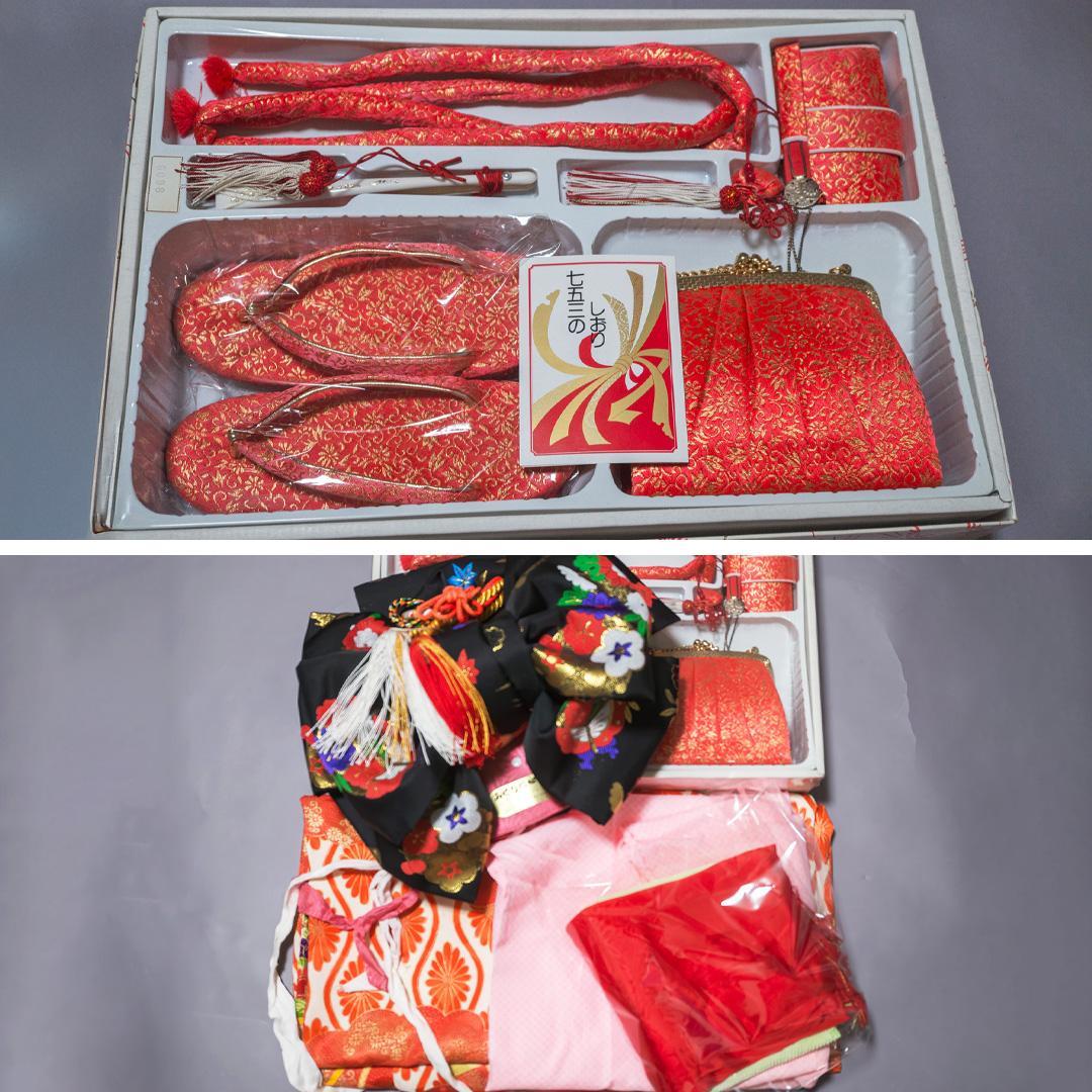 S*y様 【七五三 7歳】豪華晴れ着セット・正絹・扇面柄・作り帯・草履バッグ筥迫