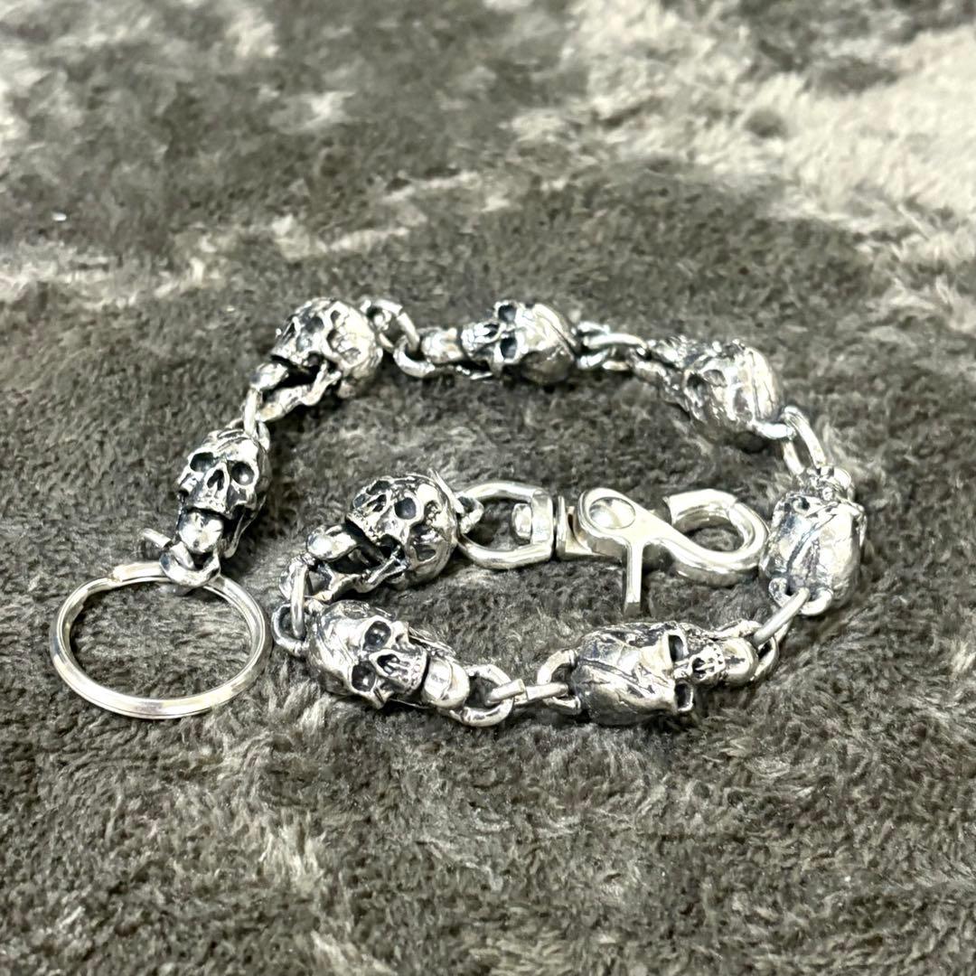 小物 silver skull wallet chain 137g