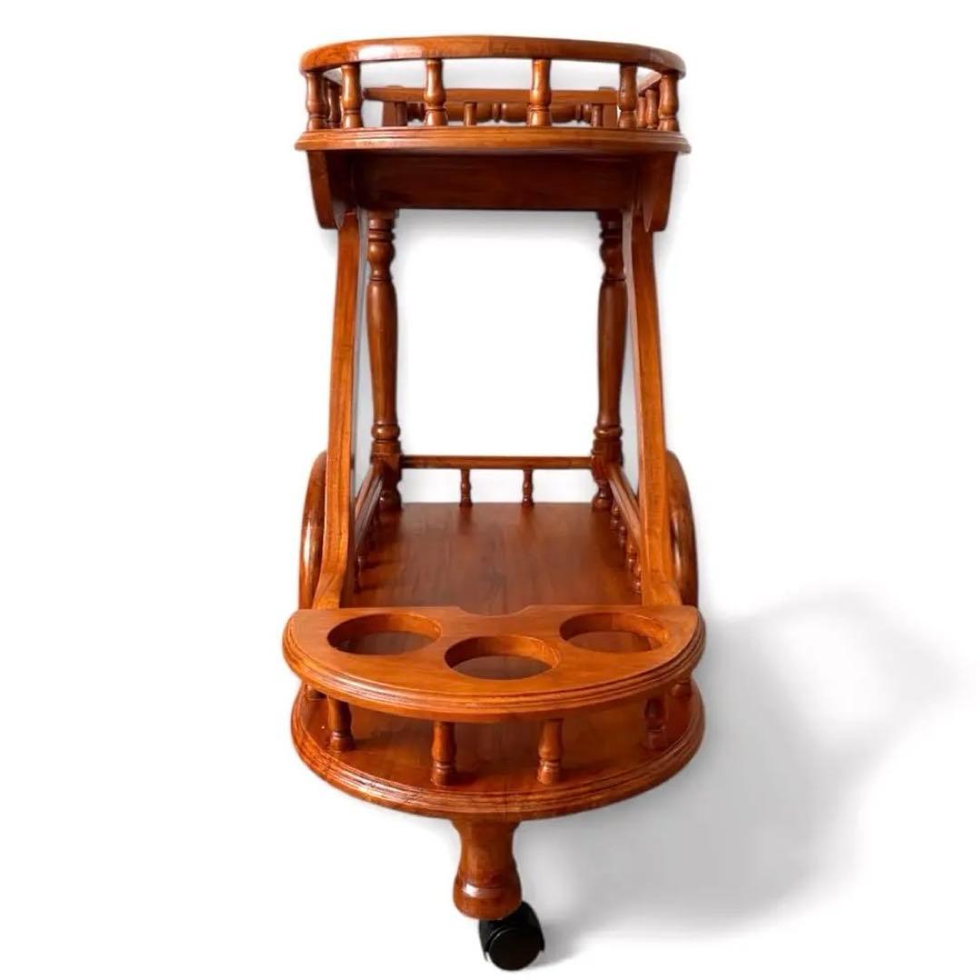 希少✨木製 アンティーク キッチンワゴン ワインホルダー レトロ 木彫装飾