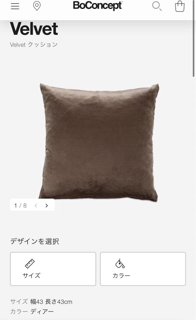 ボーコンセプト　ベルベットクッション