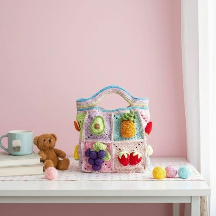 ♡【フルーツモチーフ】♡の編み物ミニバッグ