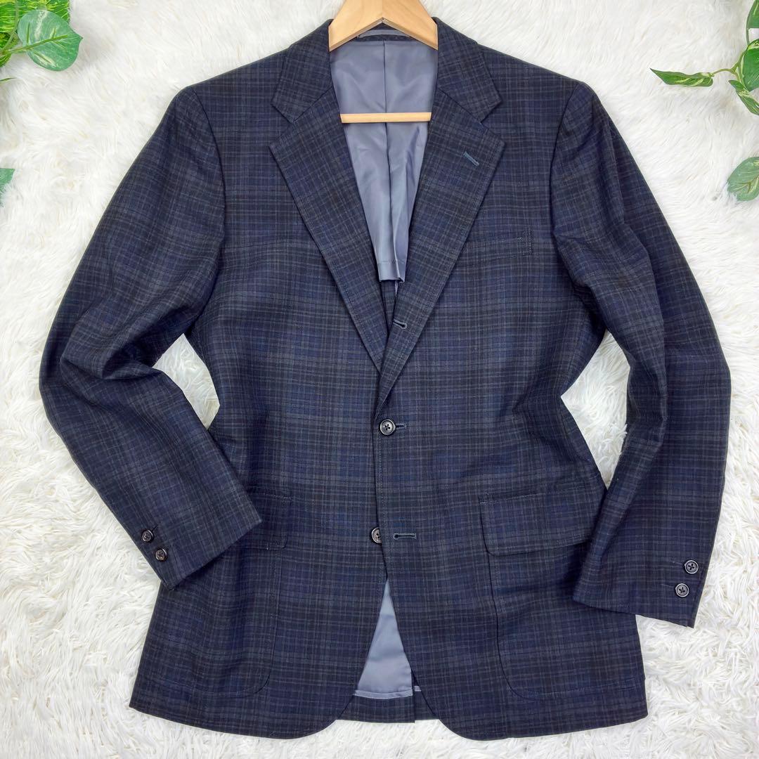 美品　ジェイプレス　タータンチェック　アンコンジャケット　L　パイピング