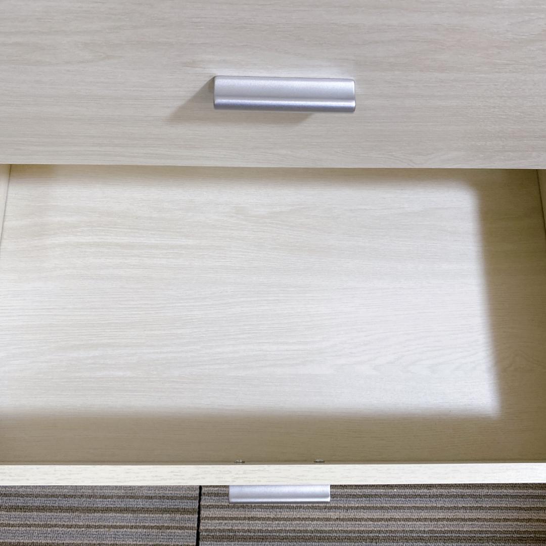 リビング収納 チェスト キャビネット ４段 引き出しタイプ 木目調 ホワイト