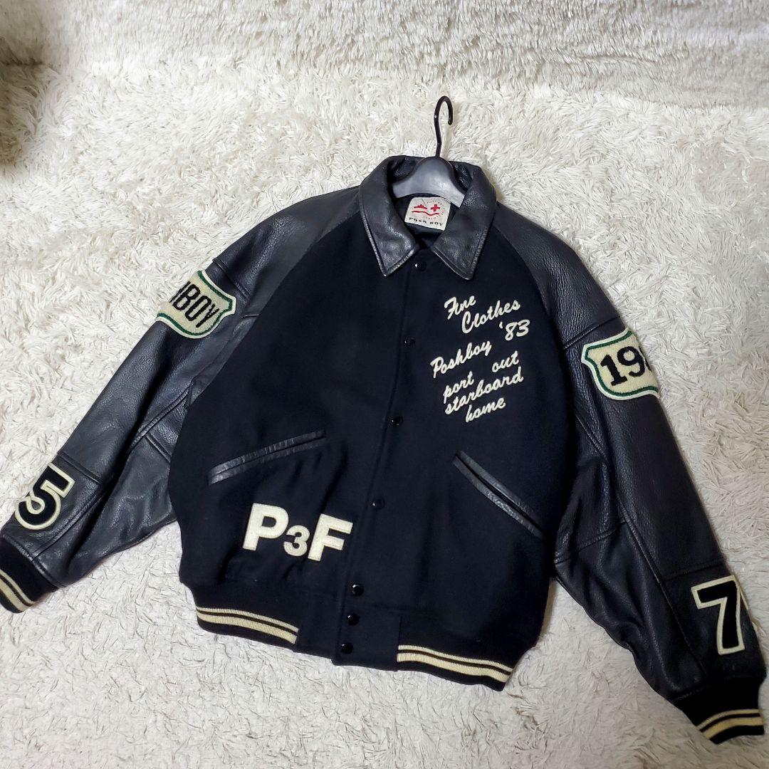美品 POSH BOY フルデコ レザー袖 スタジャン 裏地 キルティング