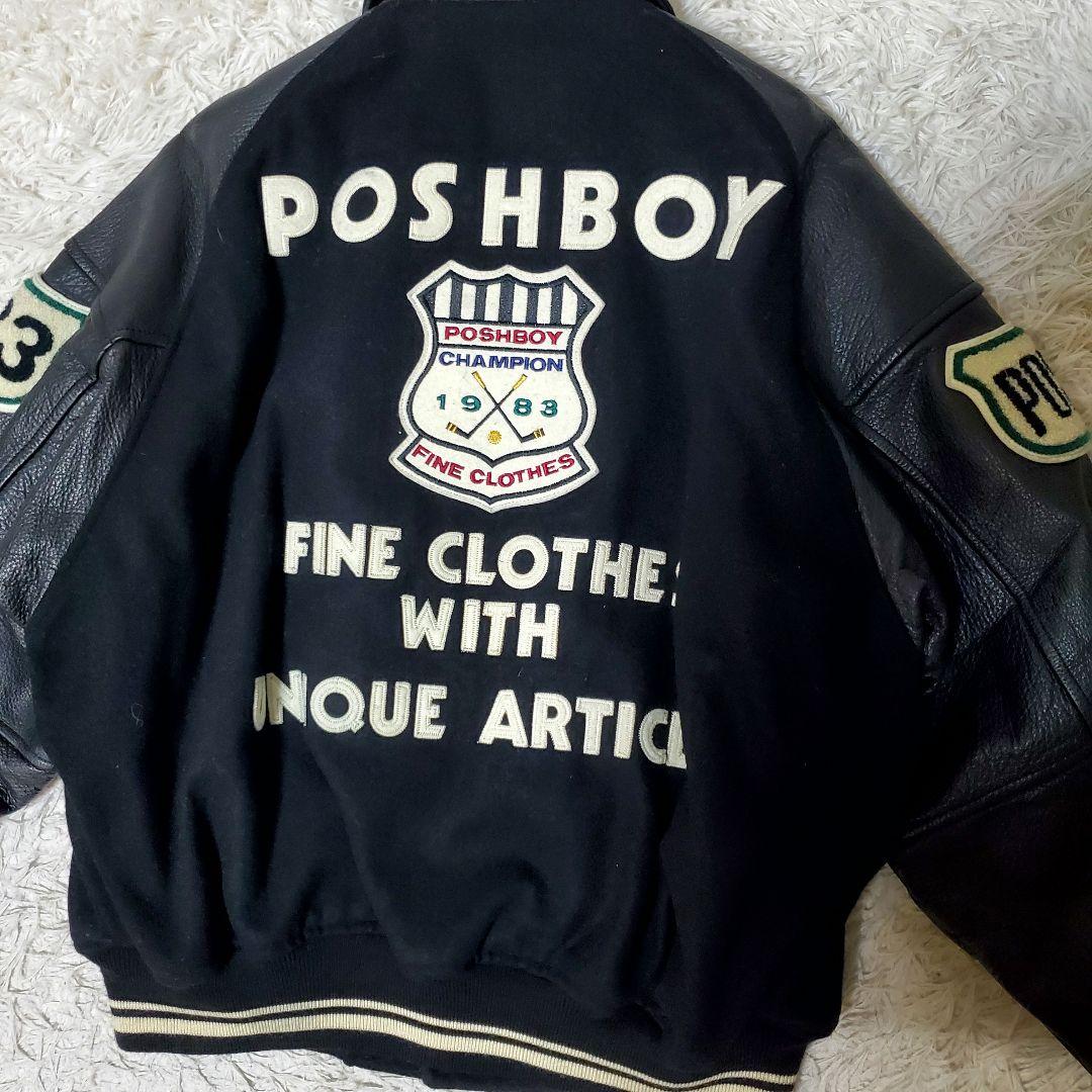 美品 POSH BOY フルデコ レザー袖 スタジャン 裏地 キルティング