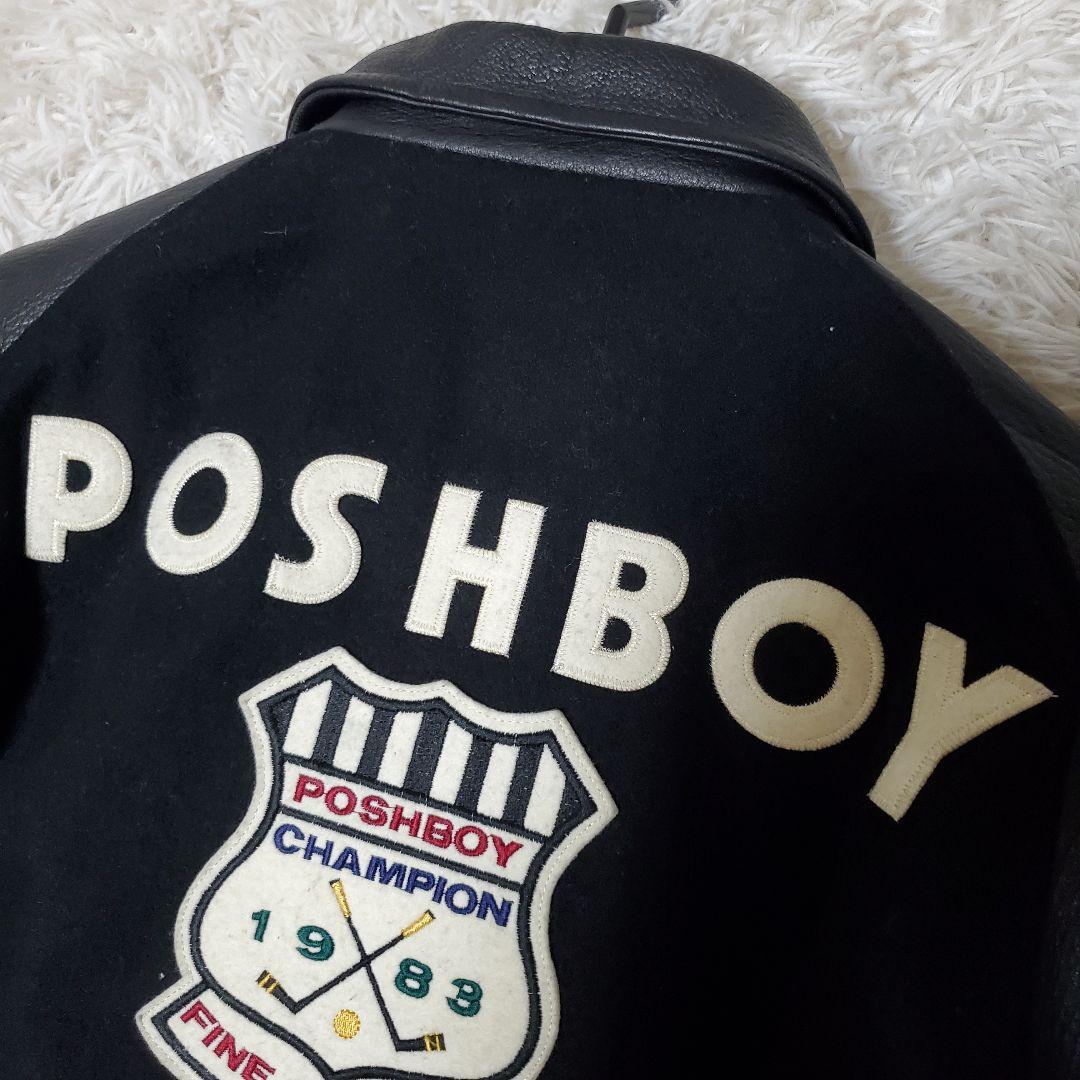 美品 POSH BOY フルデコ レザー袖 スタジャン 裏地 キルティング
