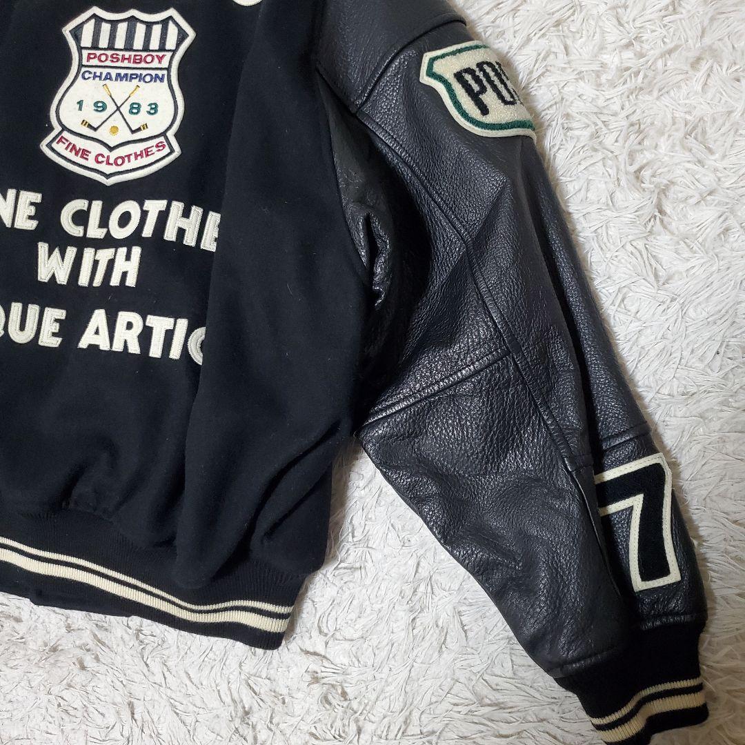美品 POSH BOY フルデコ レザー袖 スタジャン 裏地 キルティング