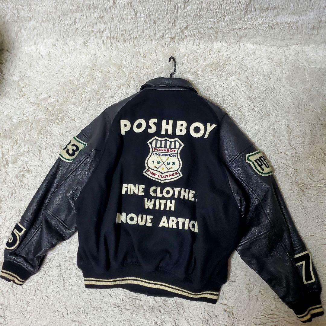 美品 POSH BOY フルデコ レザー袖 スタジャン 裏地 キルティング