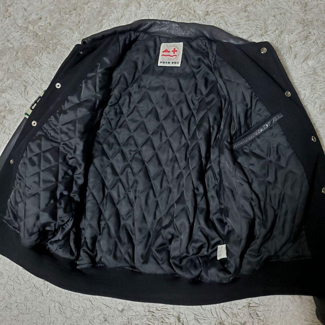 美品 POSH BOY フルデコ レザー袖 スタジャン 裏地 キルティング